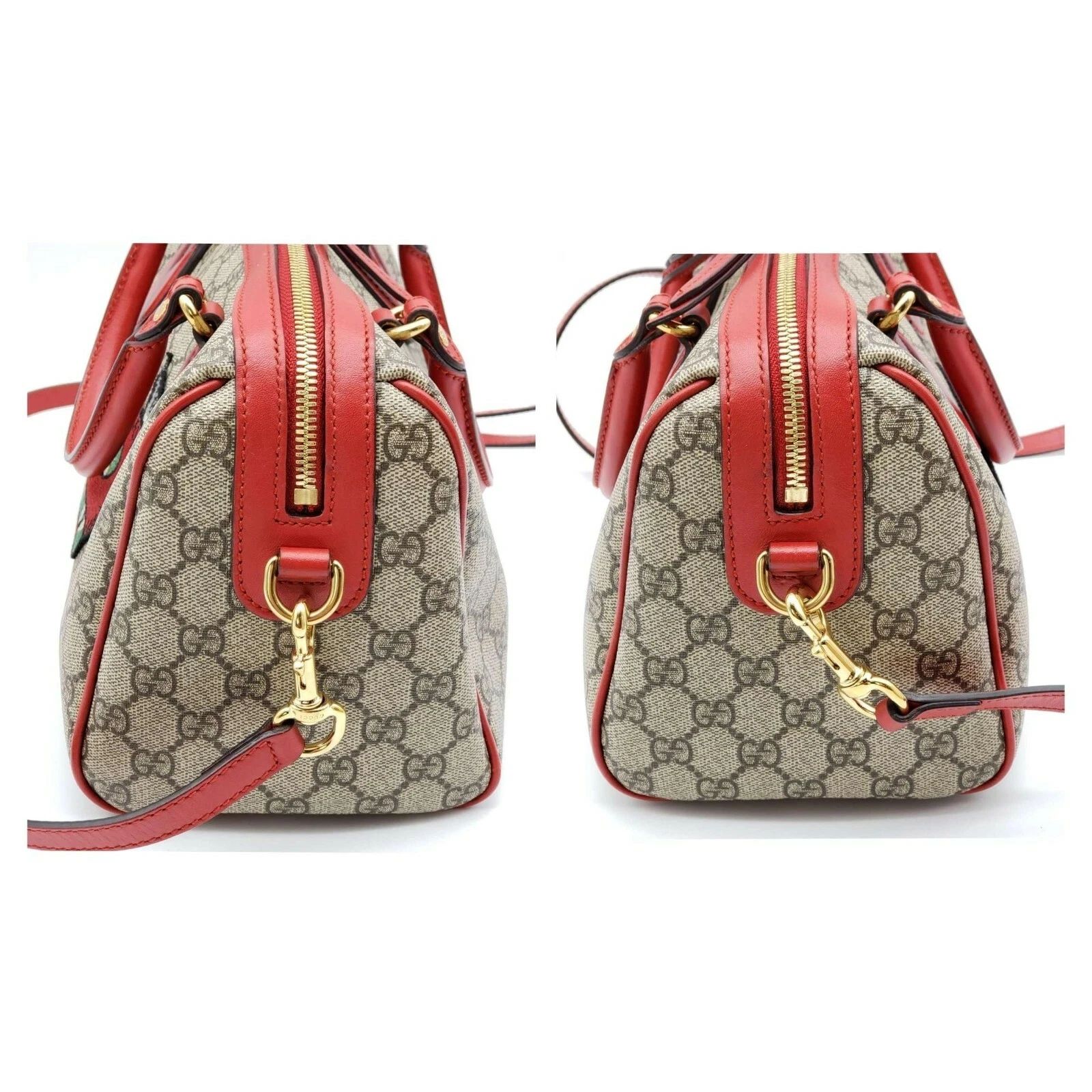 Gucci GG Supreme Tian Heart Snake Boston Bag Red Leather Crossbody — photo 4