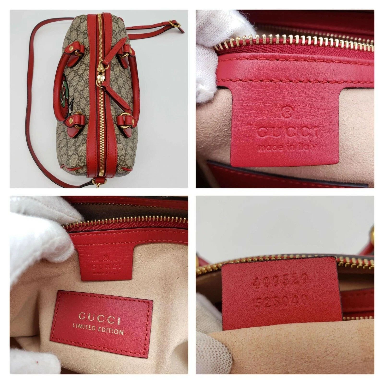 Gucci GG Supreme Tian Heart Snake Boston Bag Red Leather Crossbody — photo 8
