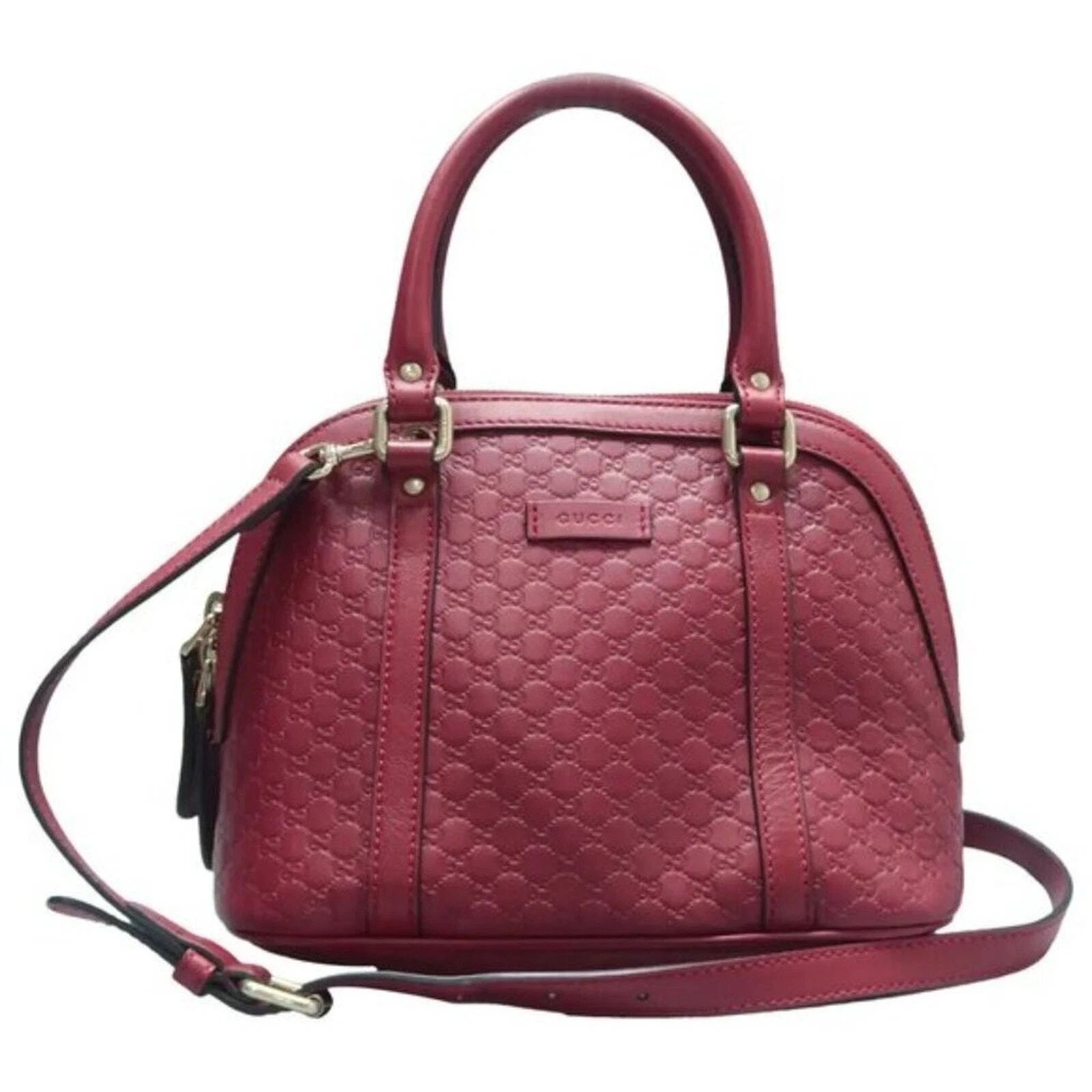 Gucci Guccissima Dome Bag Red Leather Crossbody Luxury Handbag — photo 2