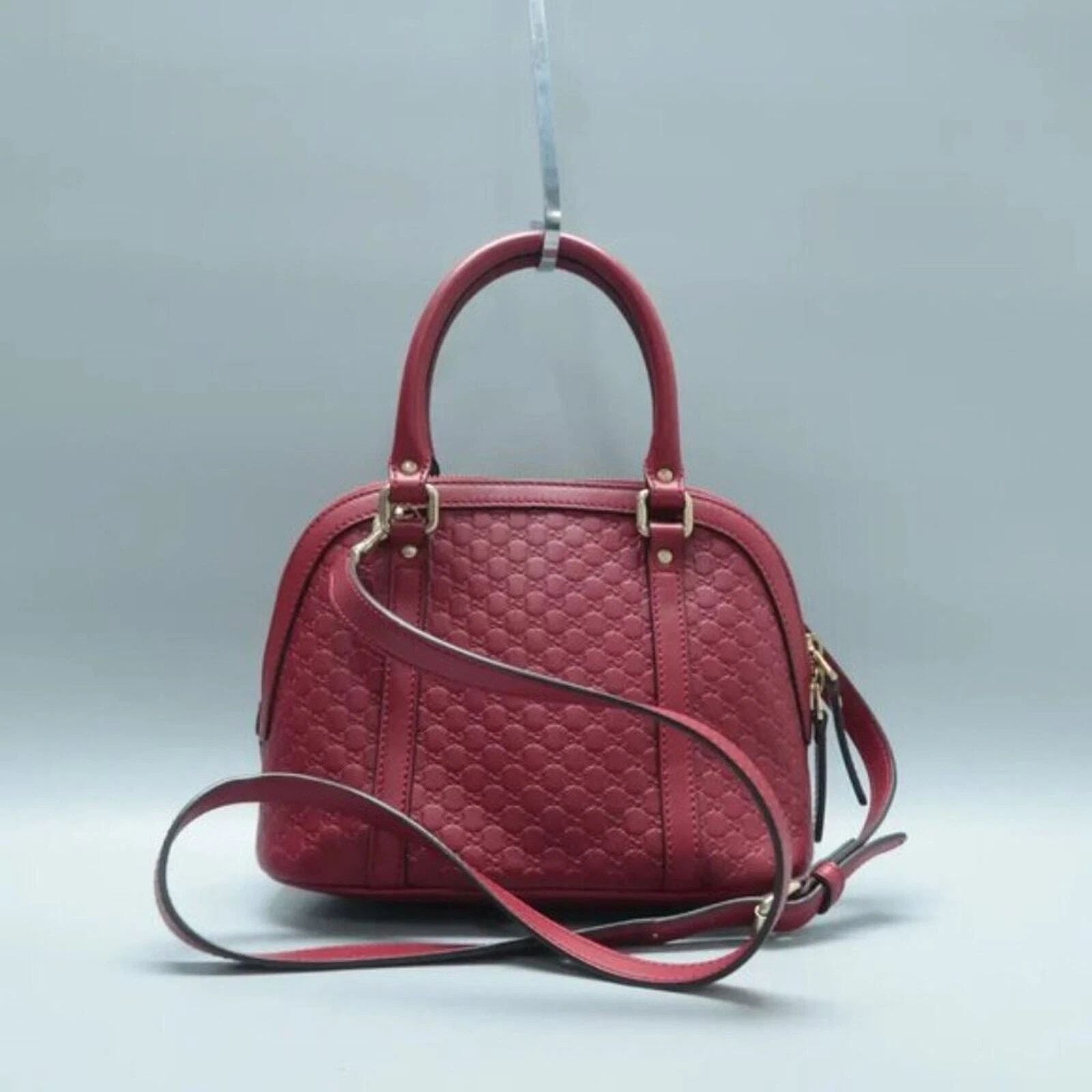 Gucci Guccissima Dome Bag Red Leather Crossbody Luxury Handbag — photo 3