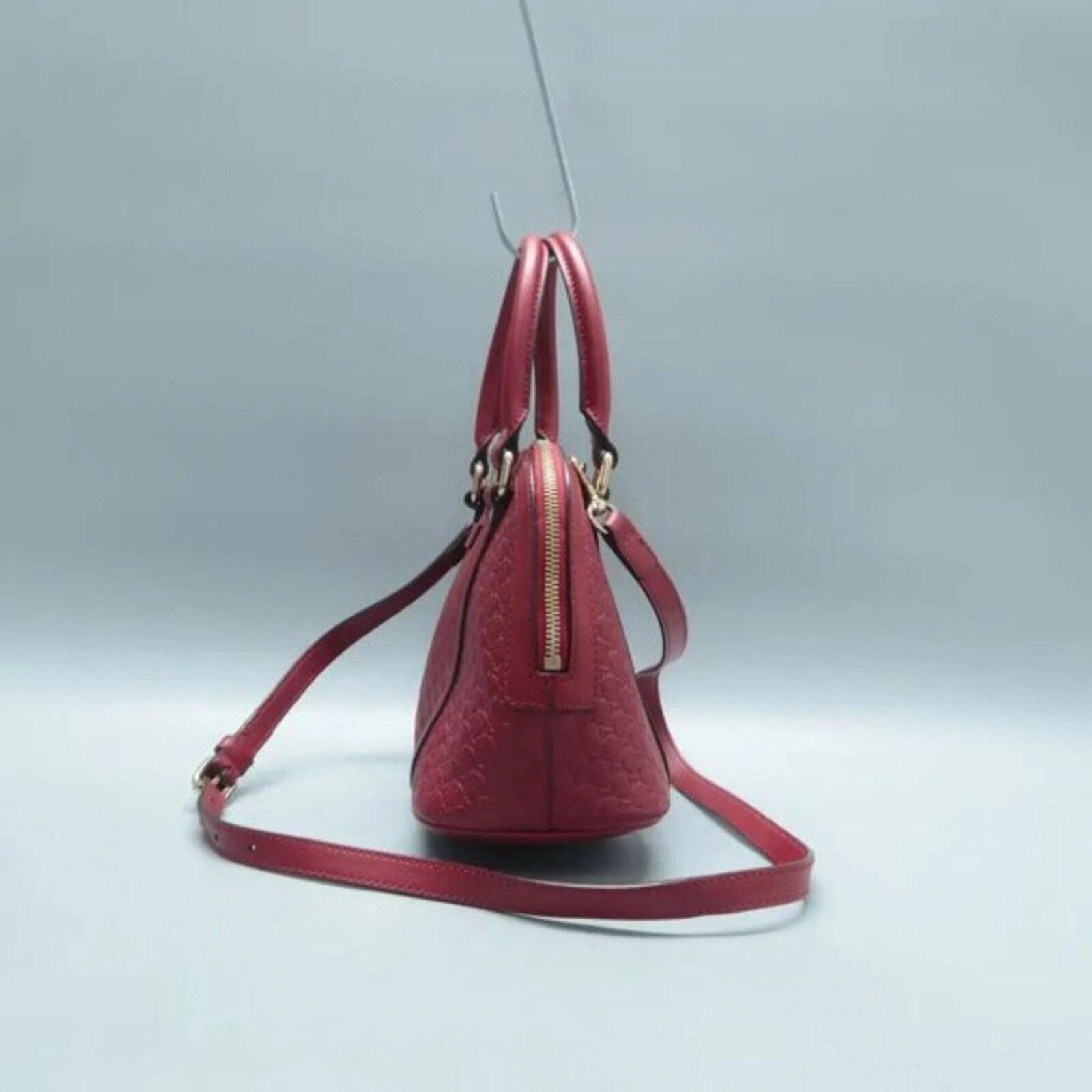Gucci Guccissima Dome Bag Red Leather Crossbody Luxury Handbag — photo 5