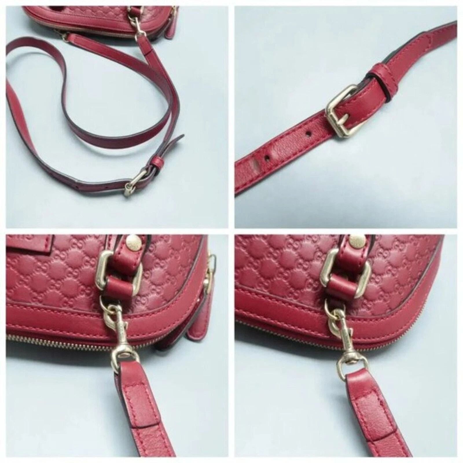 Gucci Guccissima Dome Bag Red Leather Crossbody Luxury Handbag — photo 8