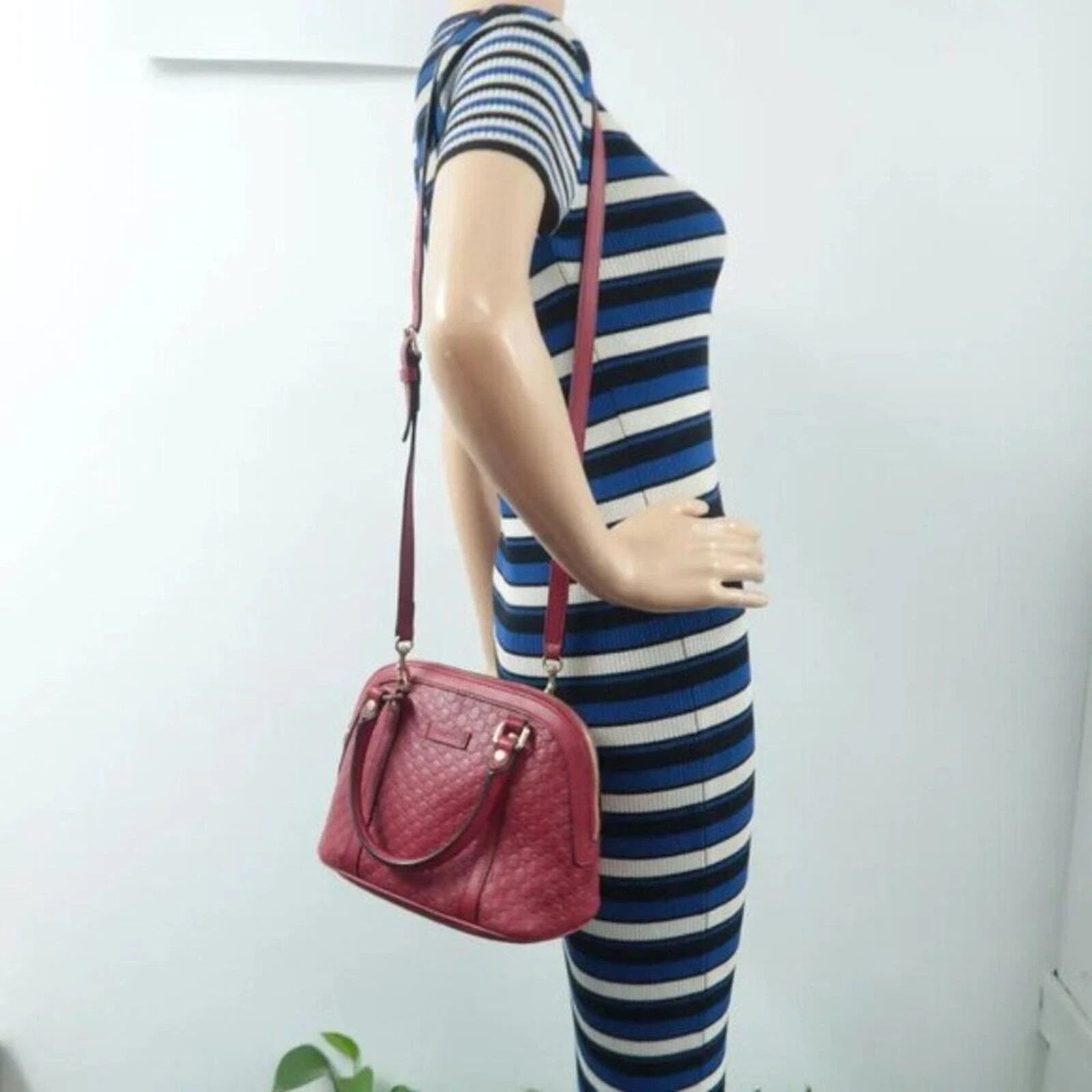 Gucci Guccissima Dome Bag Red Leather Crossbody Luxury Handbag — photo 10