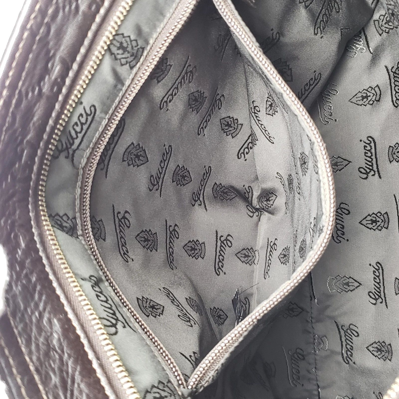 Gucci Guccissima Leather Shoulder Bag Black GG Embossed Tote Crossbody — photo 9