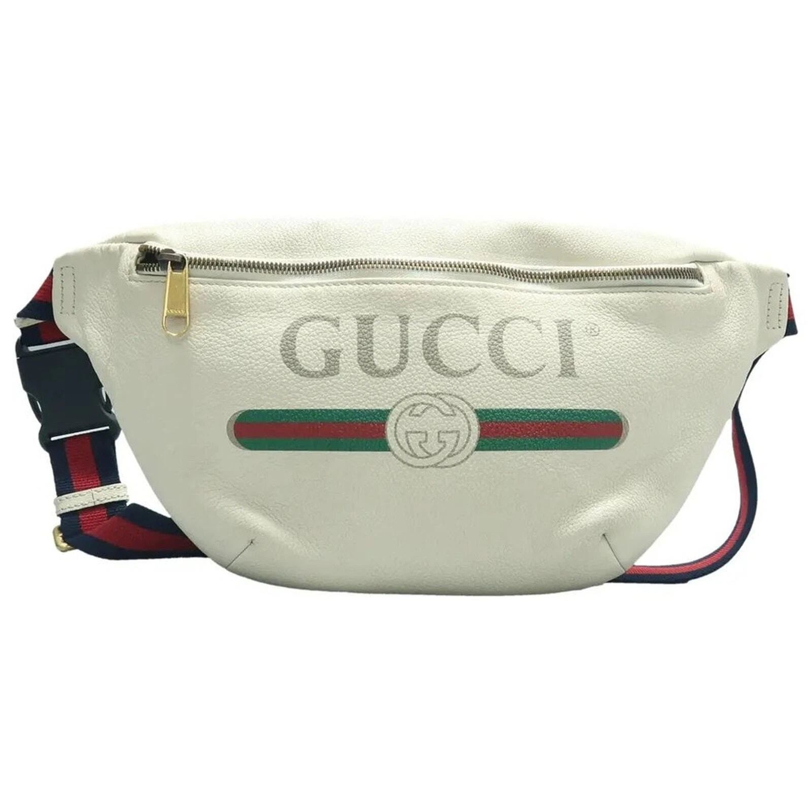 Gucci Authentic Gucci Logo Belt Bag Medium White Leather GG Waist Bag Crossbody — photo 2