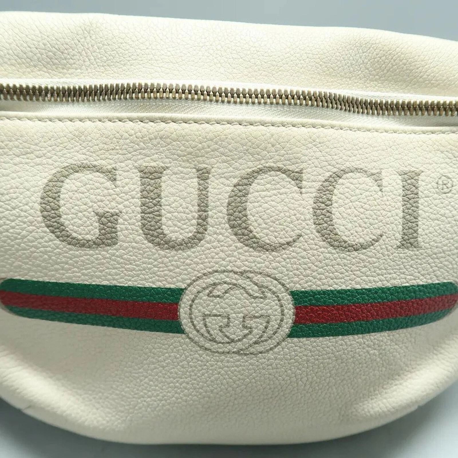 Gucci Authentic Gucci Logo Belt Bag Medium White Leather GG Waist Bag Crossbody — photo 4