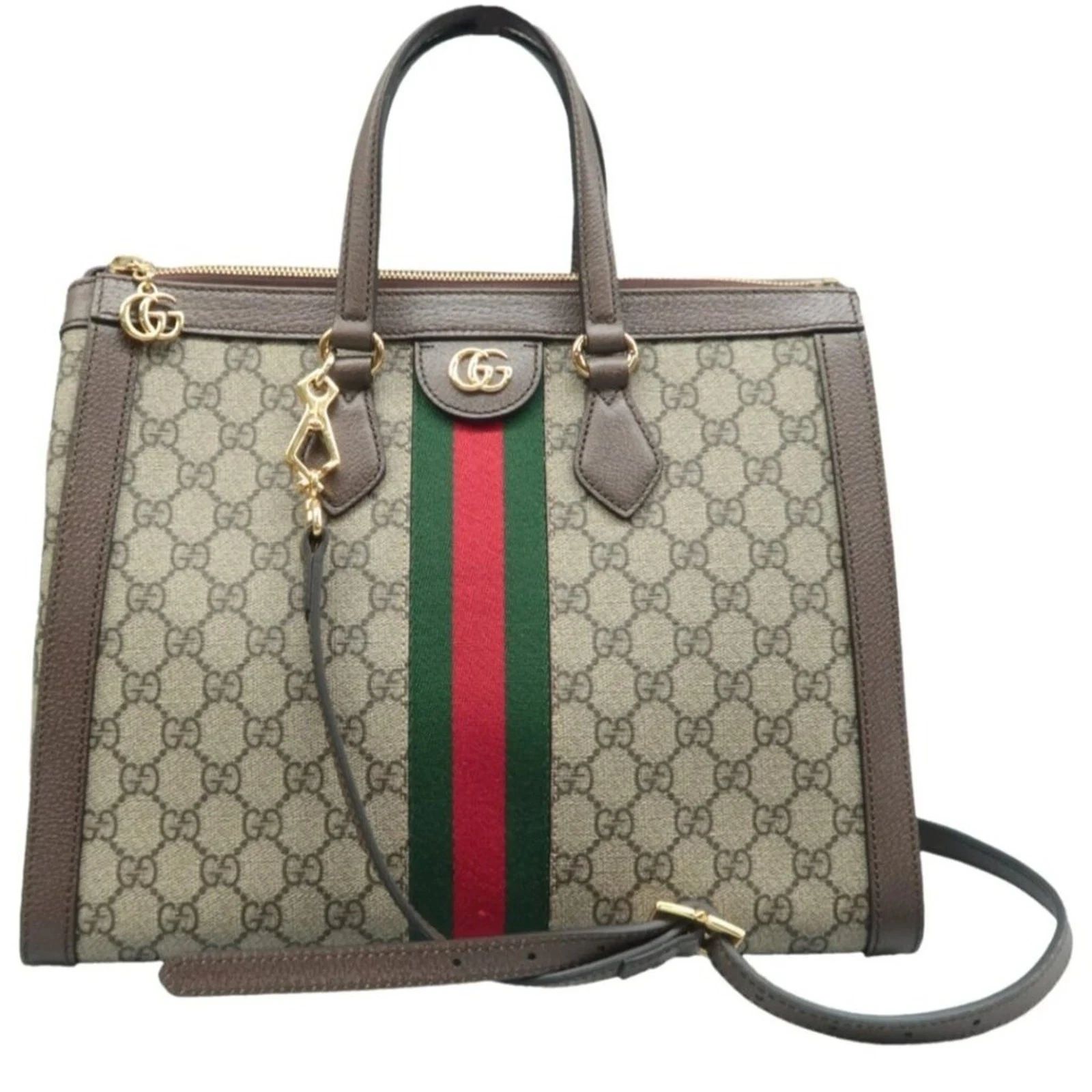 Gucci Ophidia GG Tote Bag Web Stripe Crossbody Canvas Leather — photo 2