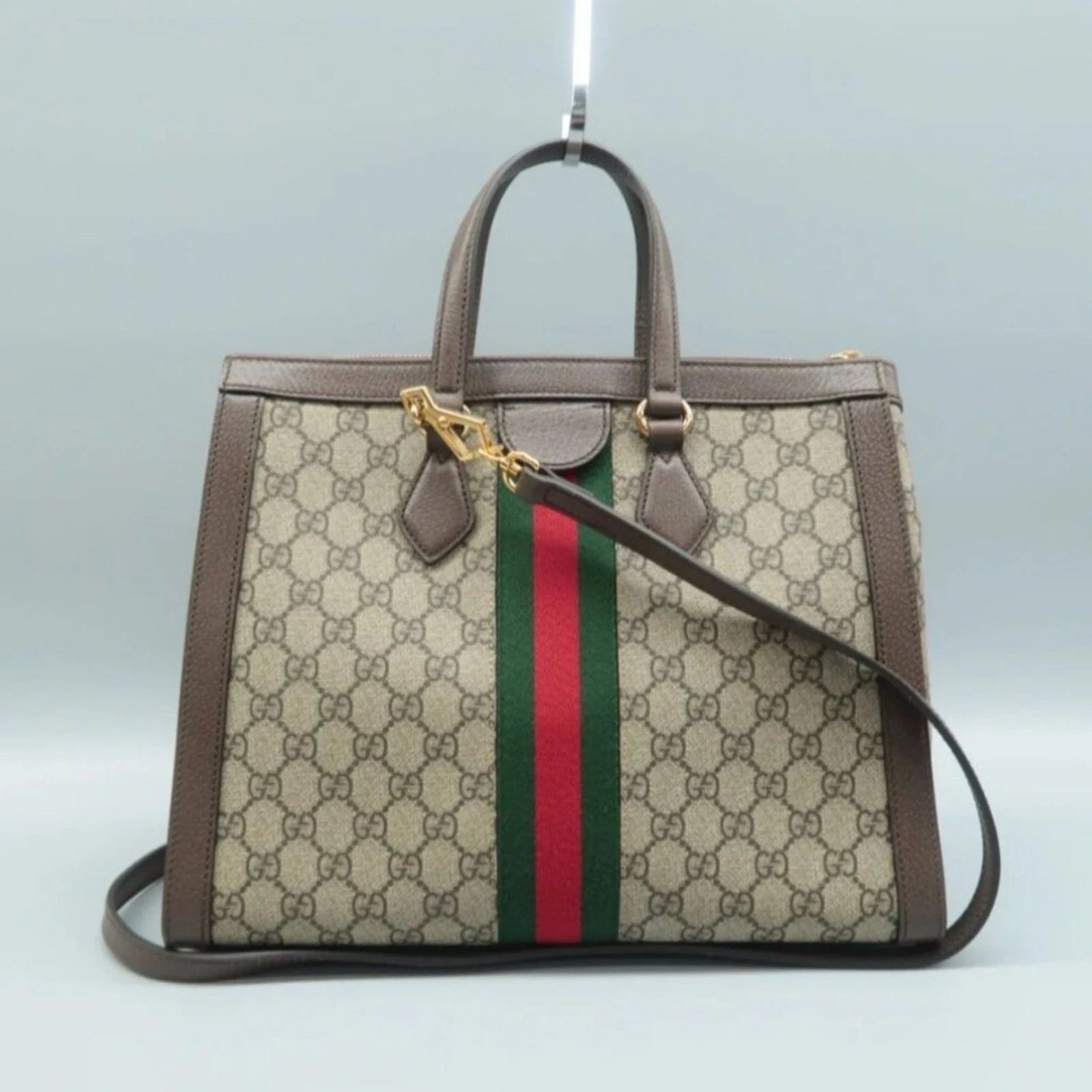 Gucci Ophidia GG Tote Bag Web Stripe Crossbody Canvas Leather — photo 3