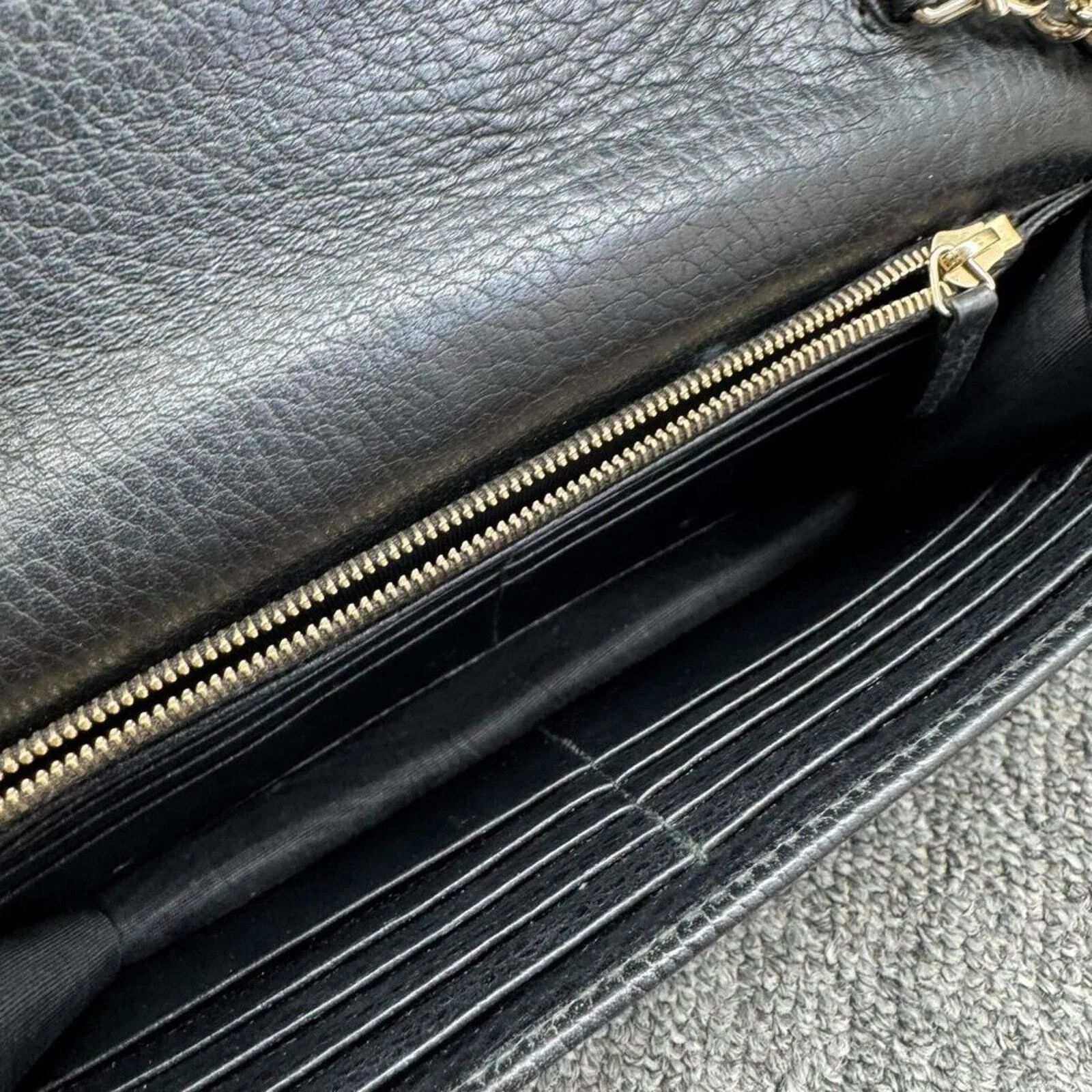 Gucci Soho Chain Crossbody Bag Black Pebbled Leather GG Logo LuxuryBag — photo 5