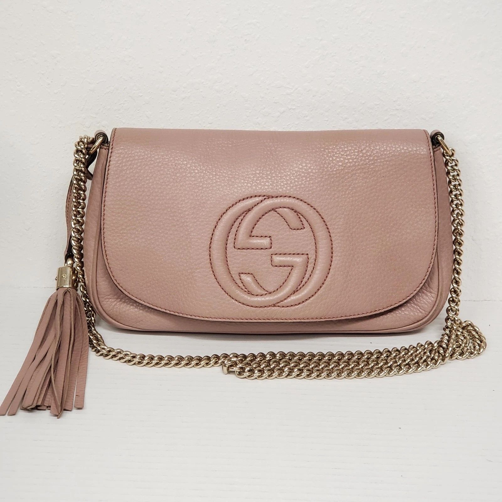 Gucci Soho Disco Pink Leather GG Tassel Chain Crossbody Bag — photo 2