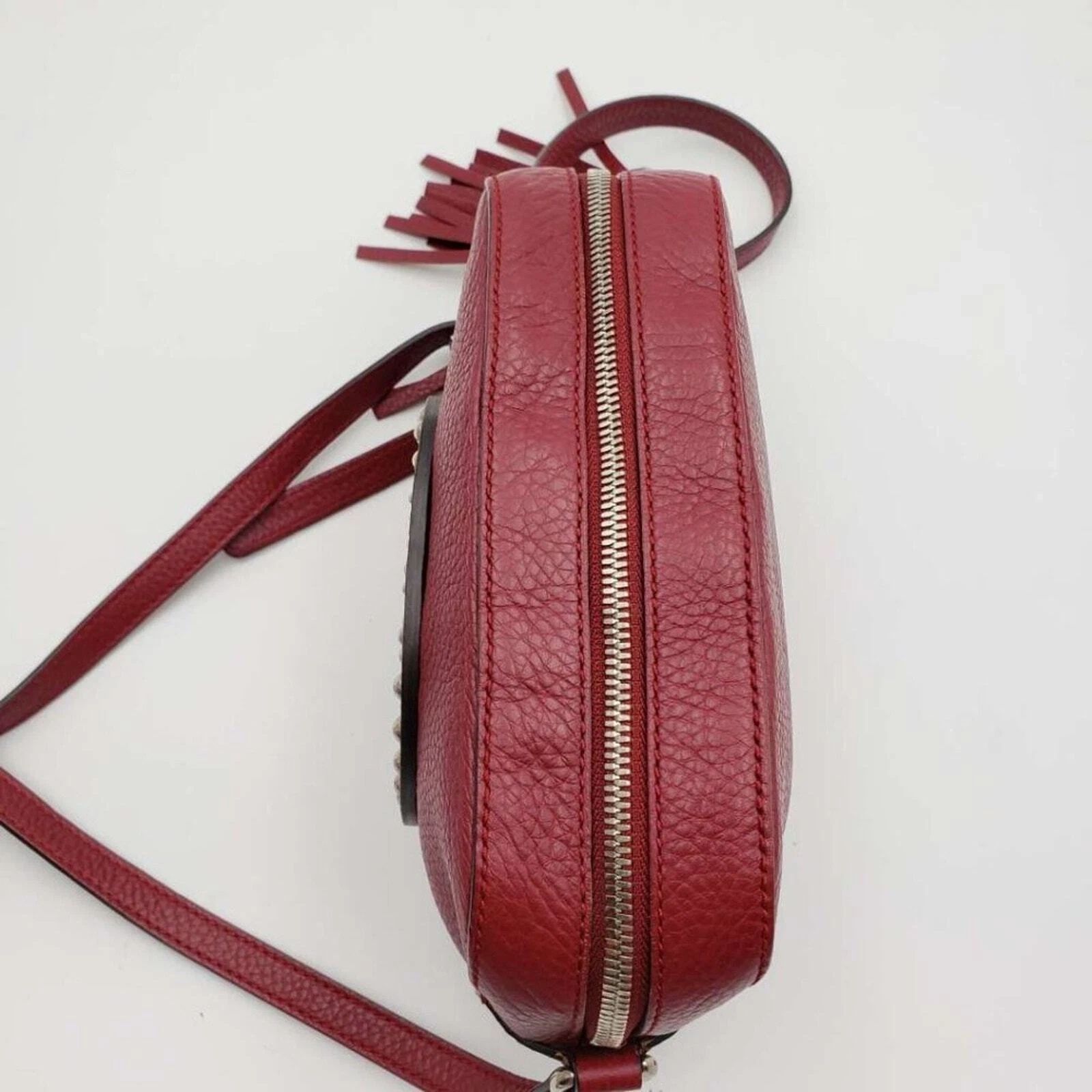 Gucci Soho Disco Studded Crossbody Bag Red Leather Small Camera Bag — photo 6