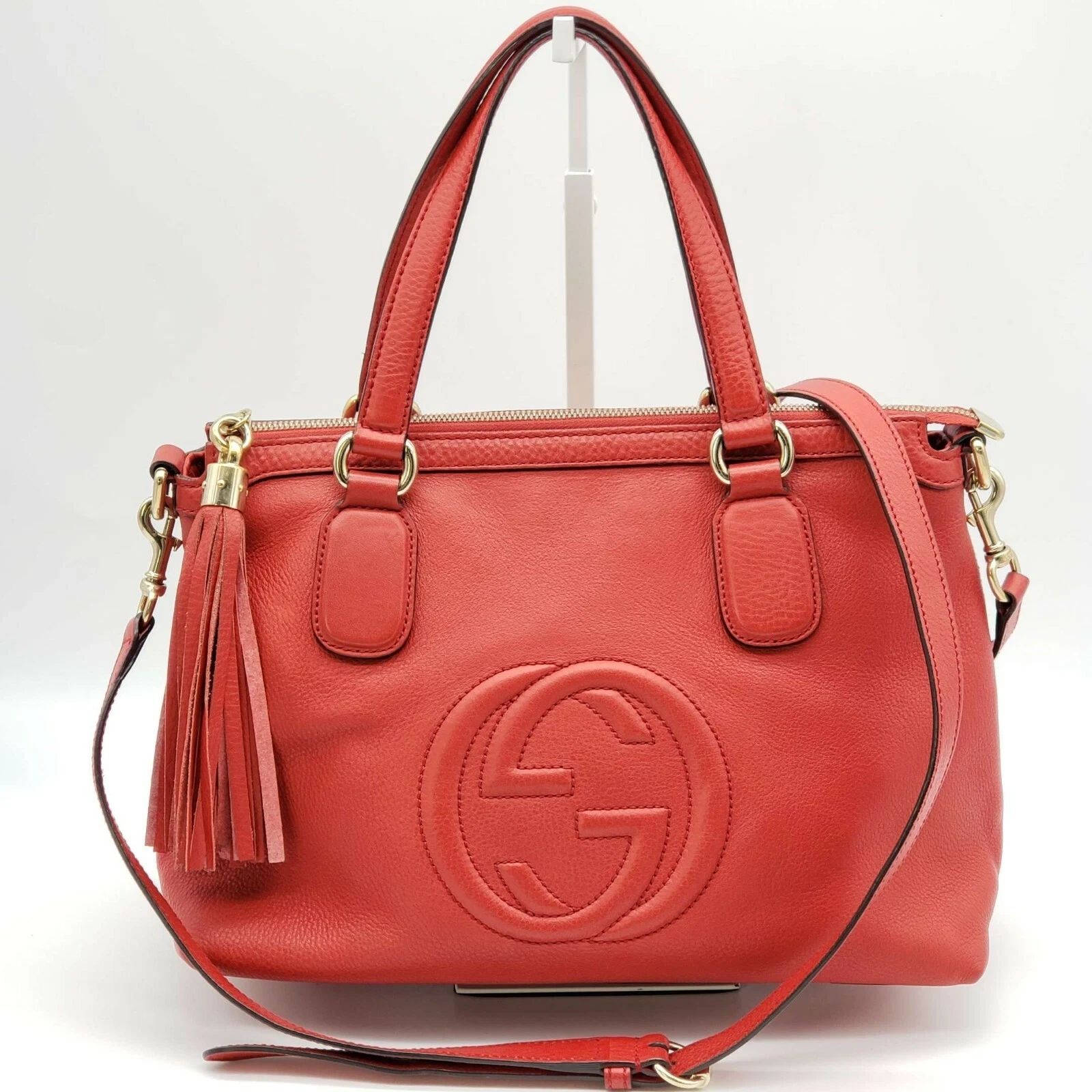 Gucci Soho Leather Tote Bag Red Shoulder Luxury Designer Bag — photo 2
