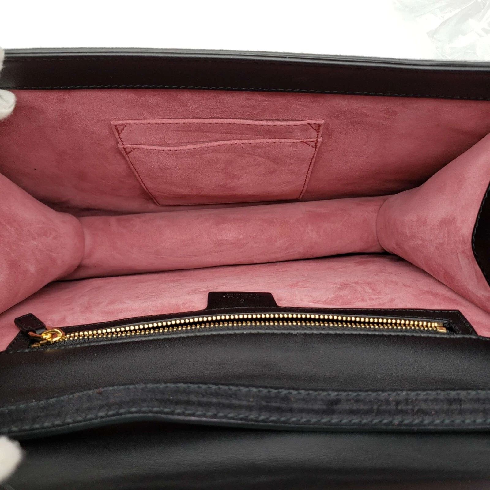 Gucci Sylvie Pearl Stud Medium Top Handle Bag Navy Leather Web Stripe — photo 8