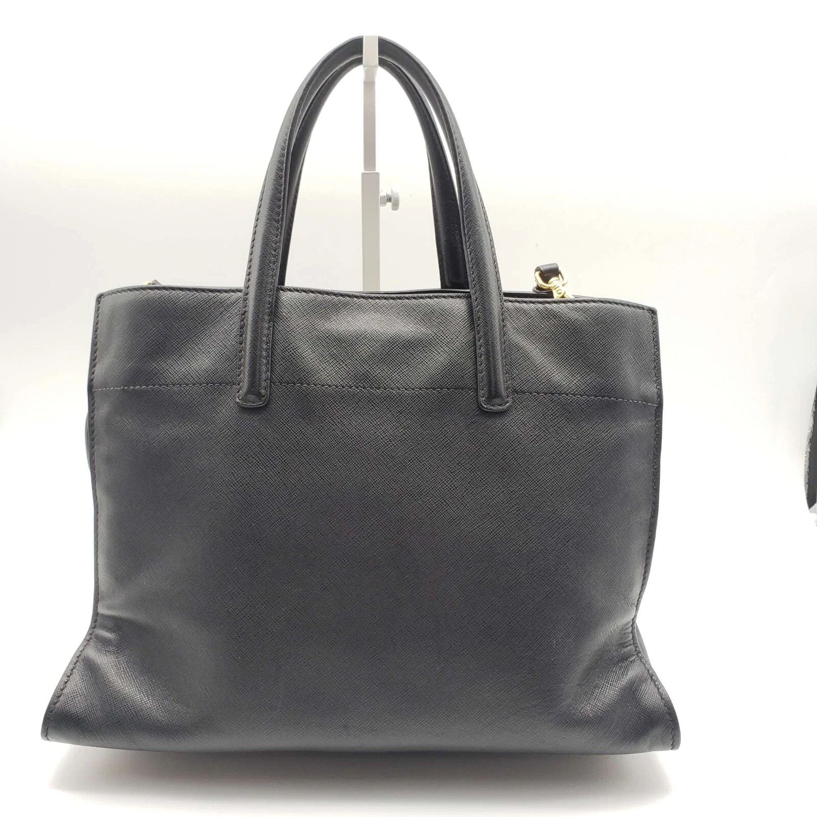 Prada Black Leather Tote Bag Crossbody Satchel Gold Hardware Large Lux — photo 3