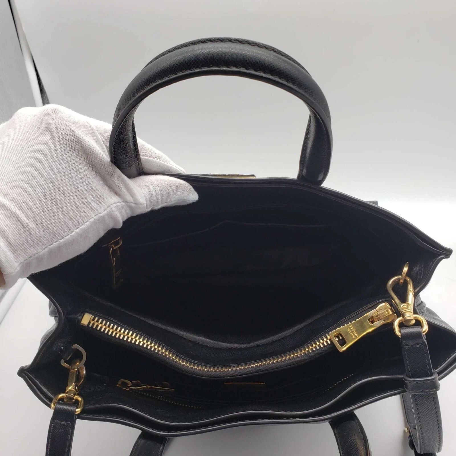 Prada Black Leather Tote Bag Crossbody Satchel Gold Hardware Large Lux — photo 8