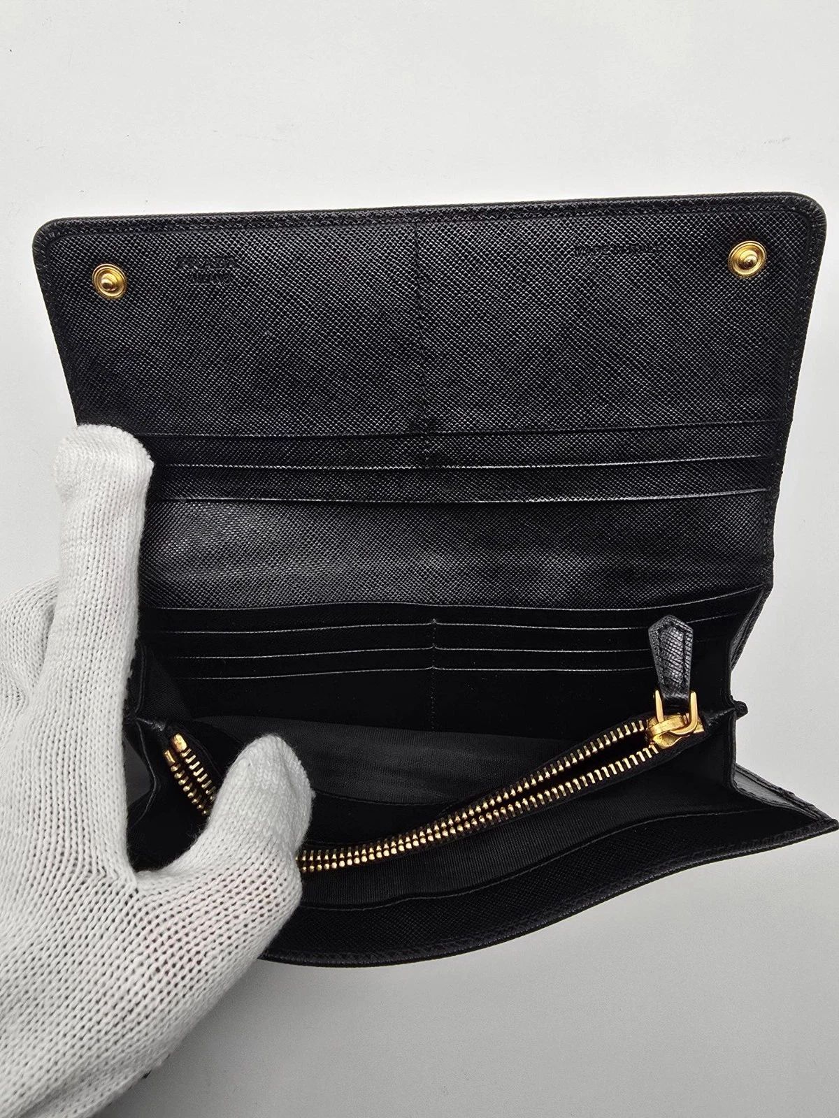 Prada Black Saffiano Leather Flap Wallet — photo 5