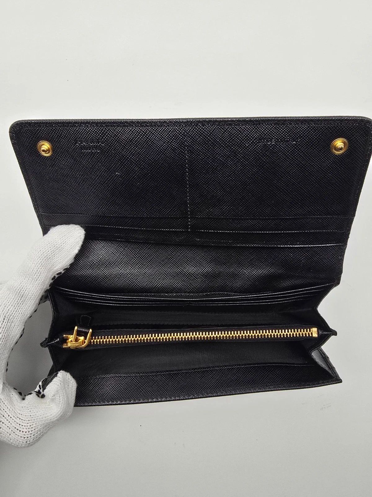 Prada Black Saffiano Leather Flap Wallet — photo 6