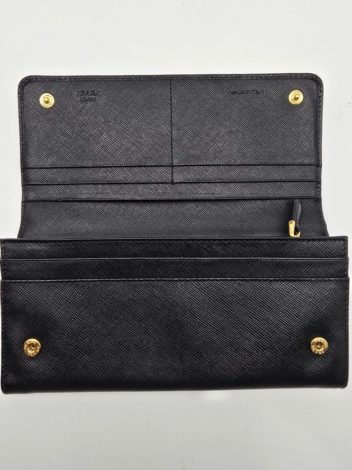 Prada Black Saffiano Leather Flap Wallet — photo 7