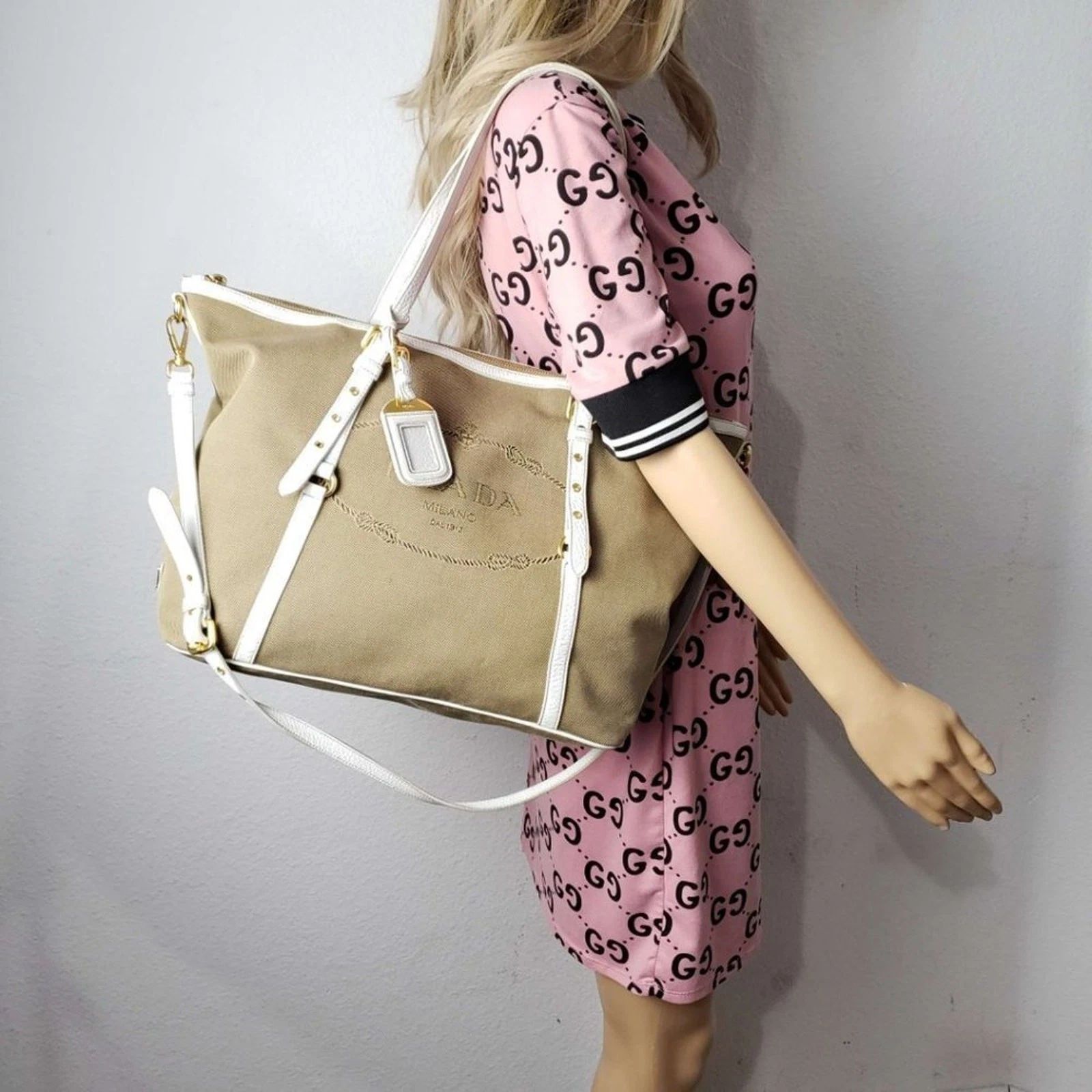 Prada Jacquard Logo Shoulder Bag — photo 10