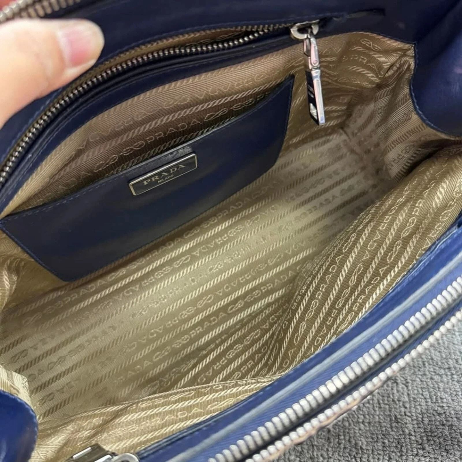Prada Two Tone Leather Canvas Tote Satchel Crossbody Bag — photo 9
