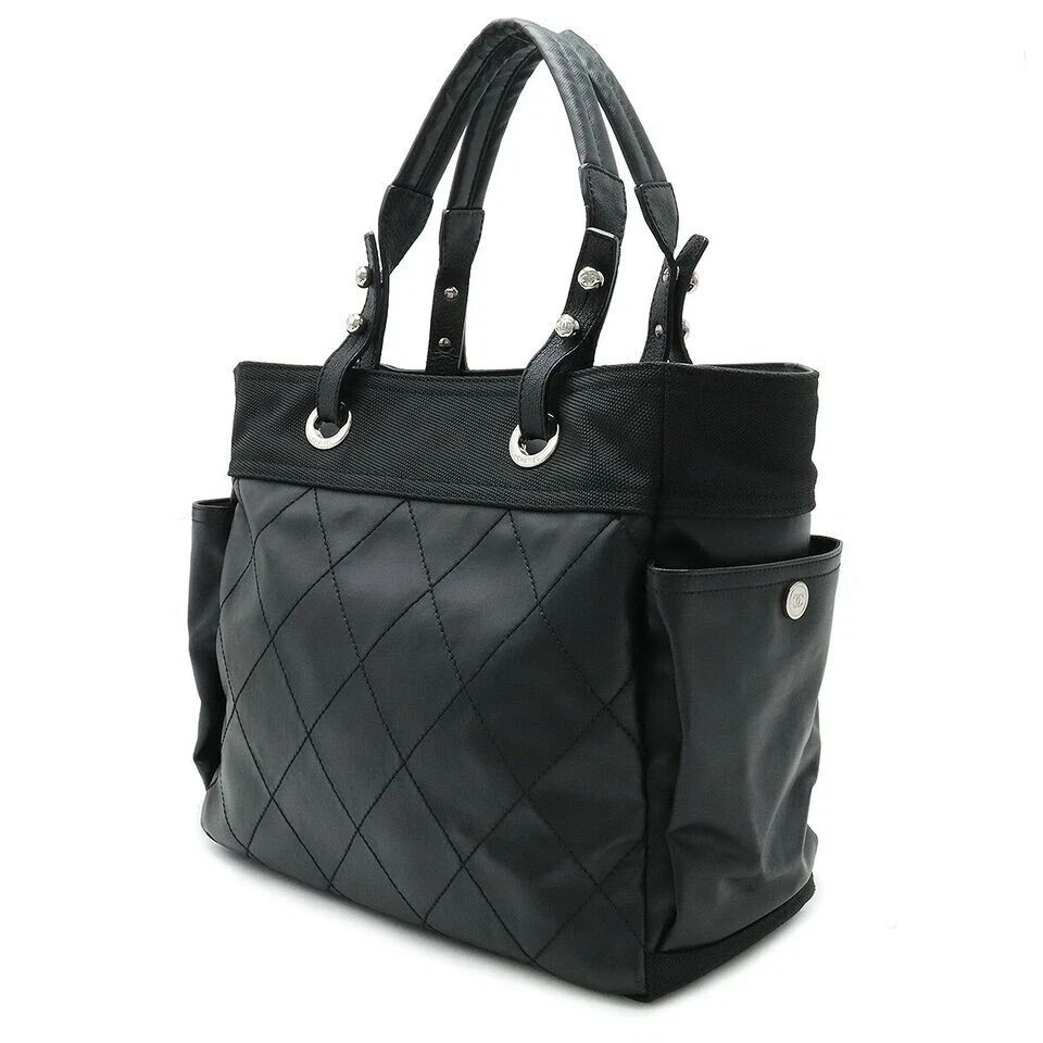 Chanel Black Quilted Leather Tote CC Charm Luxury Shoulder Bag — photo 3