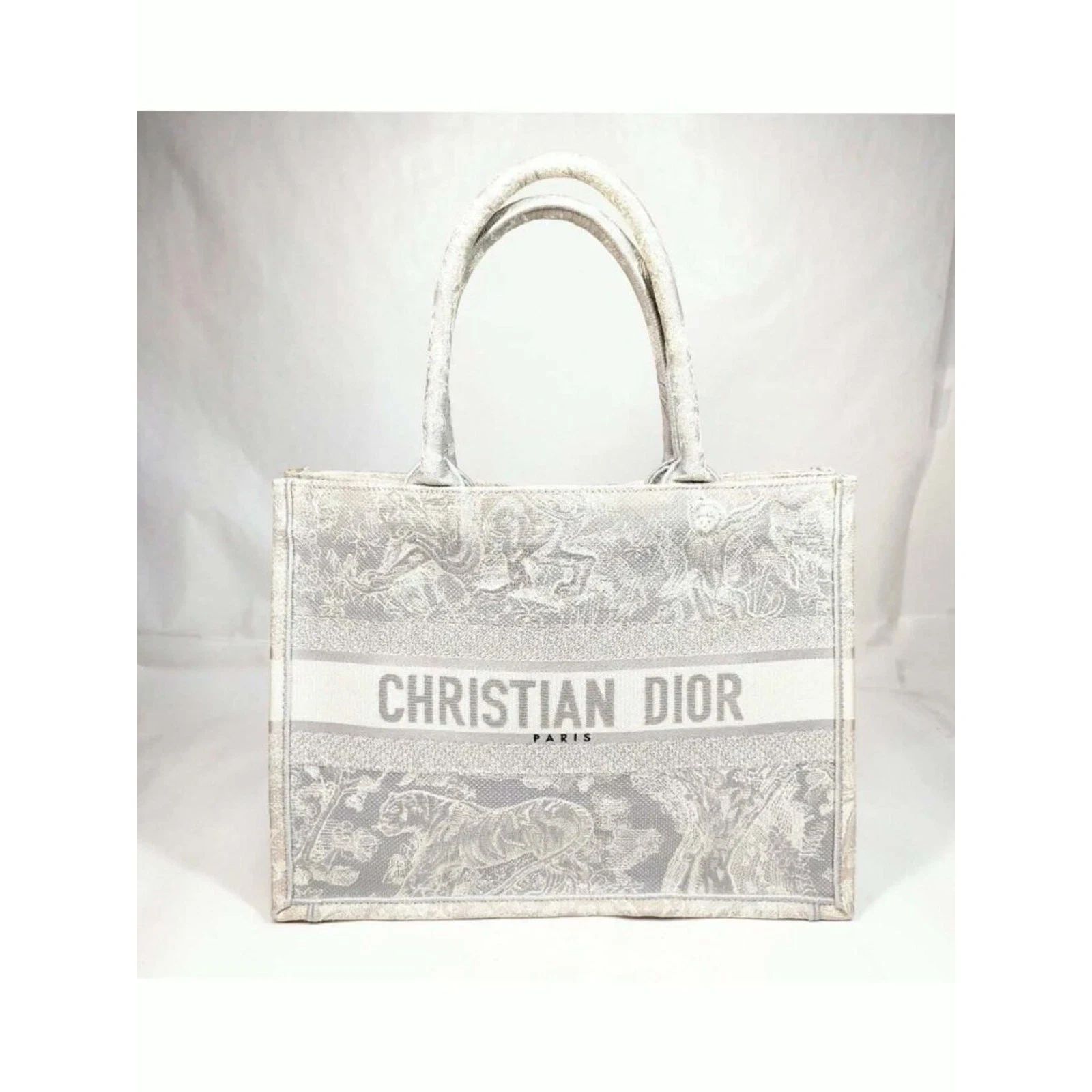 Christian Dior Book Tote Gray Toile De Jouy Embroidery Canvas Bag — photo 2