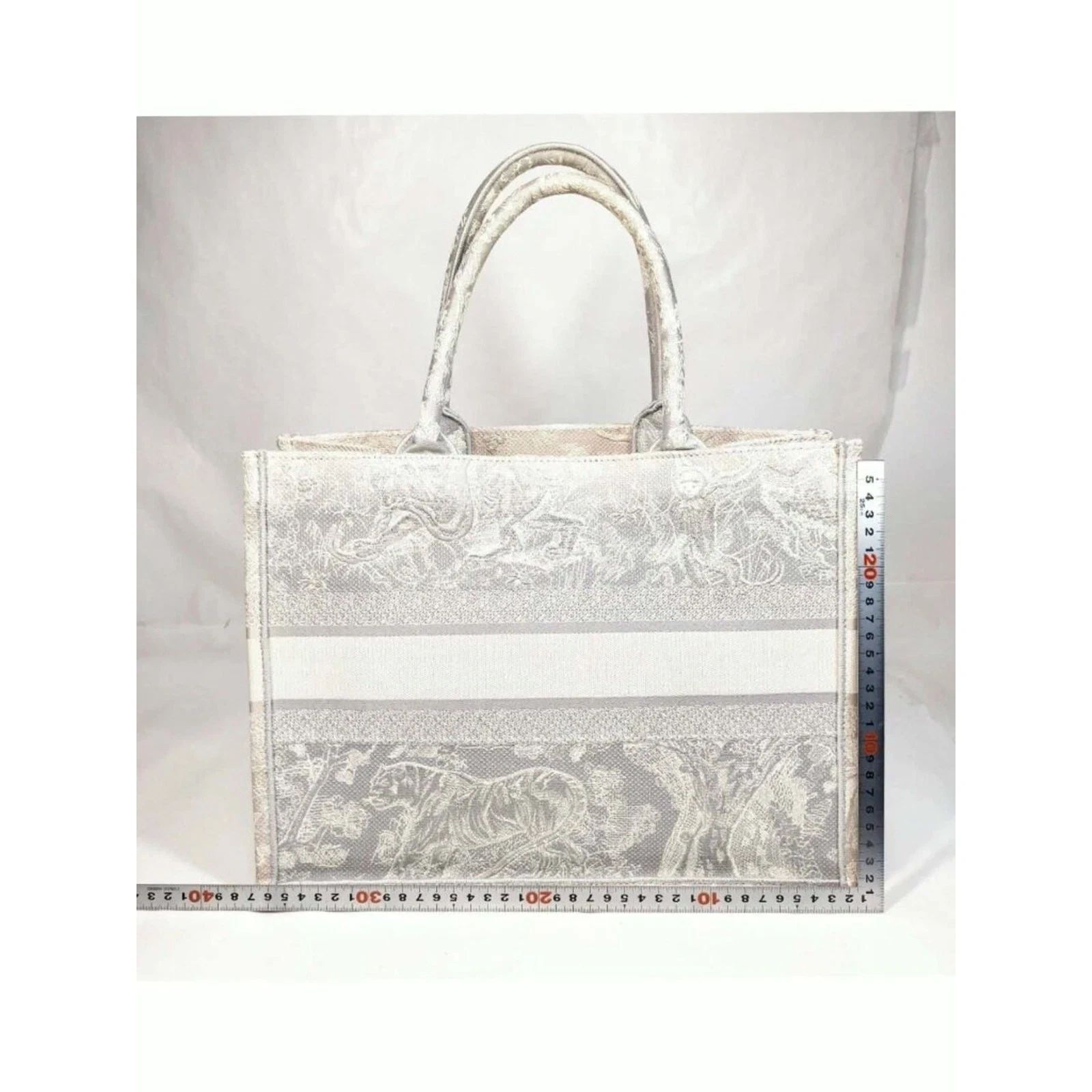 Christian Dior Book Tote Gray Toile De Jouy Embroidery Canvas Bag — photo 3