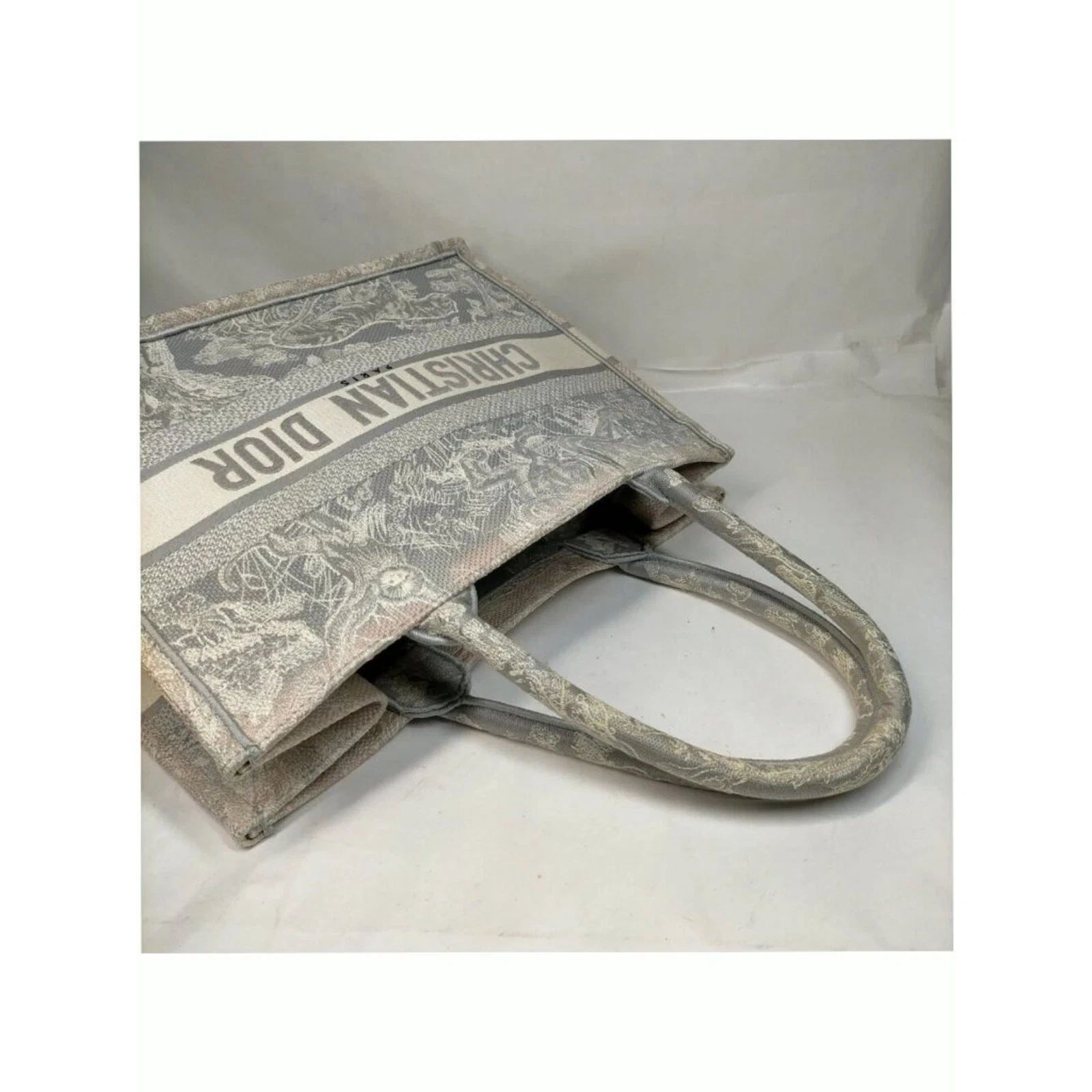Christian Dior Book Tote Gray Toile De Jouy Embroidery Canvas Bag — photo 4