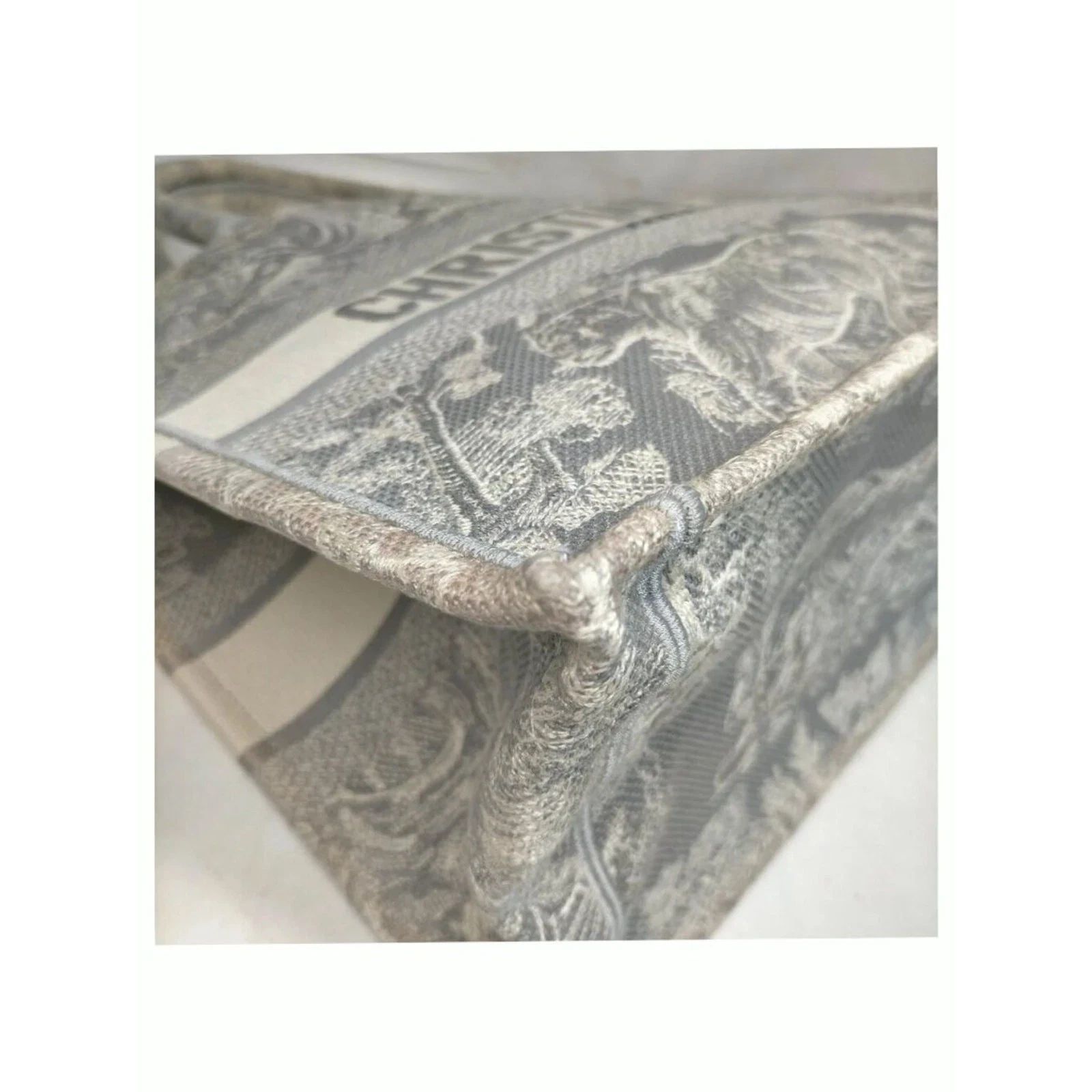 Christian Dior Book Tote Gray Toile De Jouy Embroidery Canvas Bag — photo 6