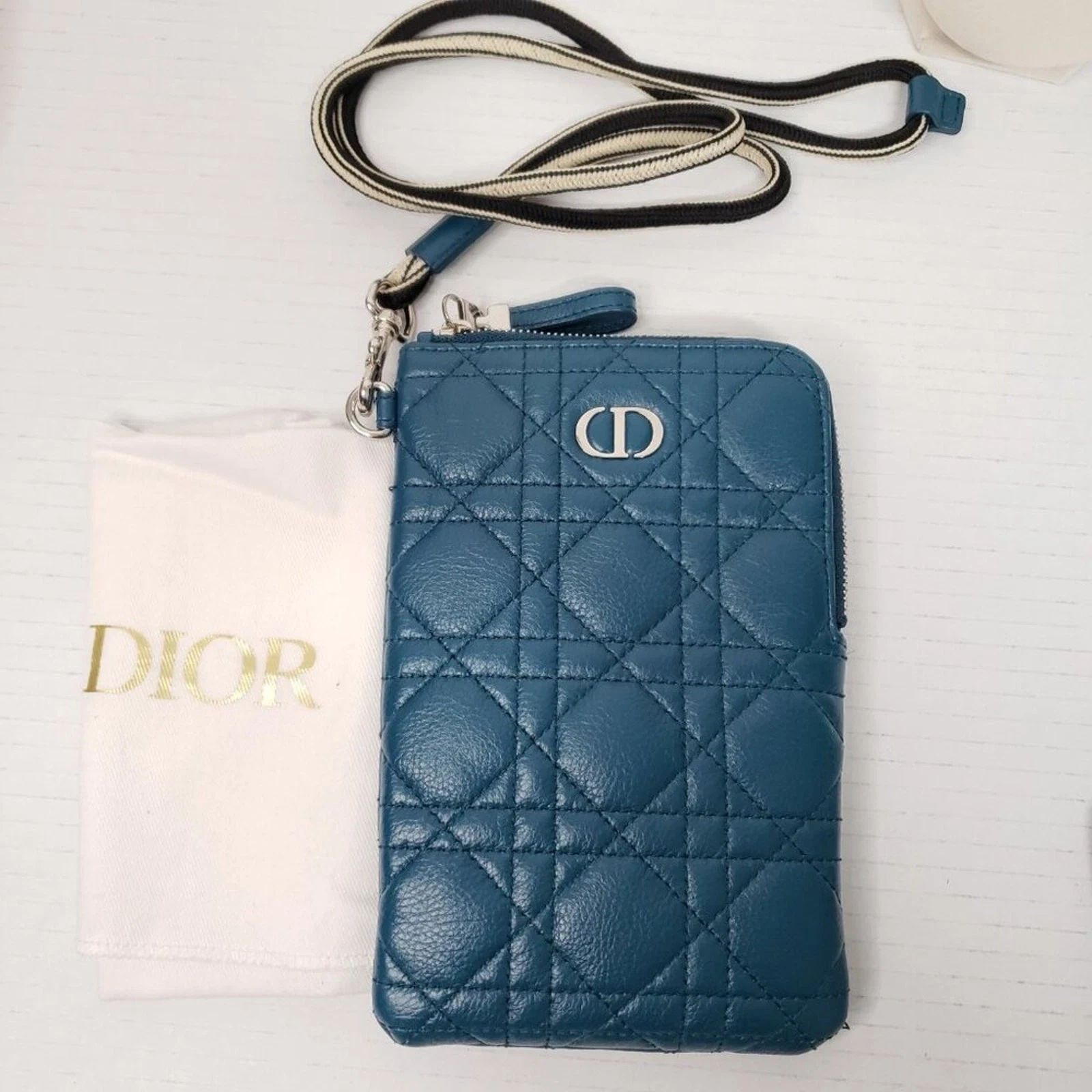 Dior Caro Phone Holder Cannage Leather CD ZipCrossbody Wallet On Strap — photo 2