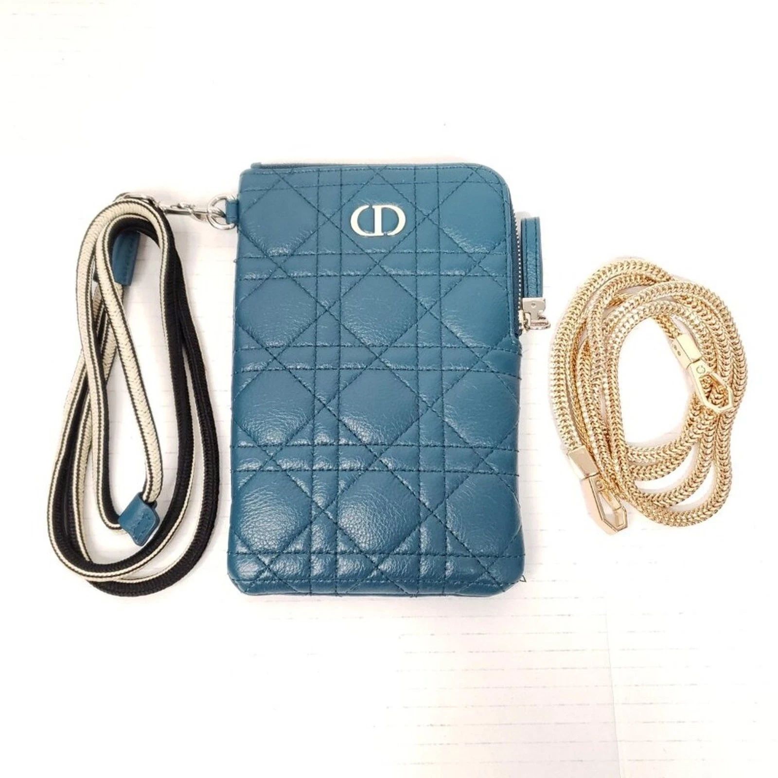 Dior Caro Phone Holder Cannage Leather CD ZipCrossbody Wallet On Strap — photo 3