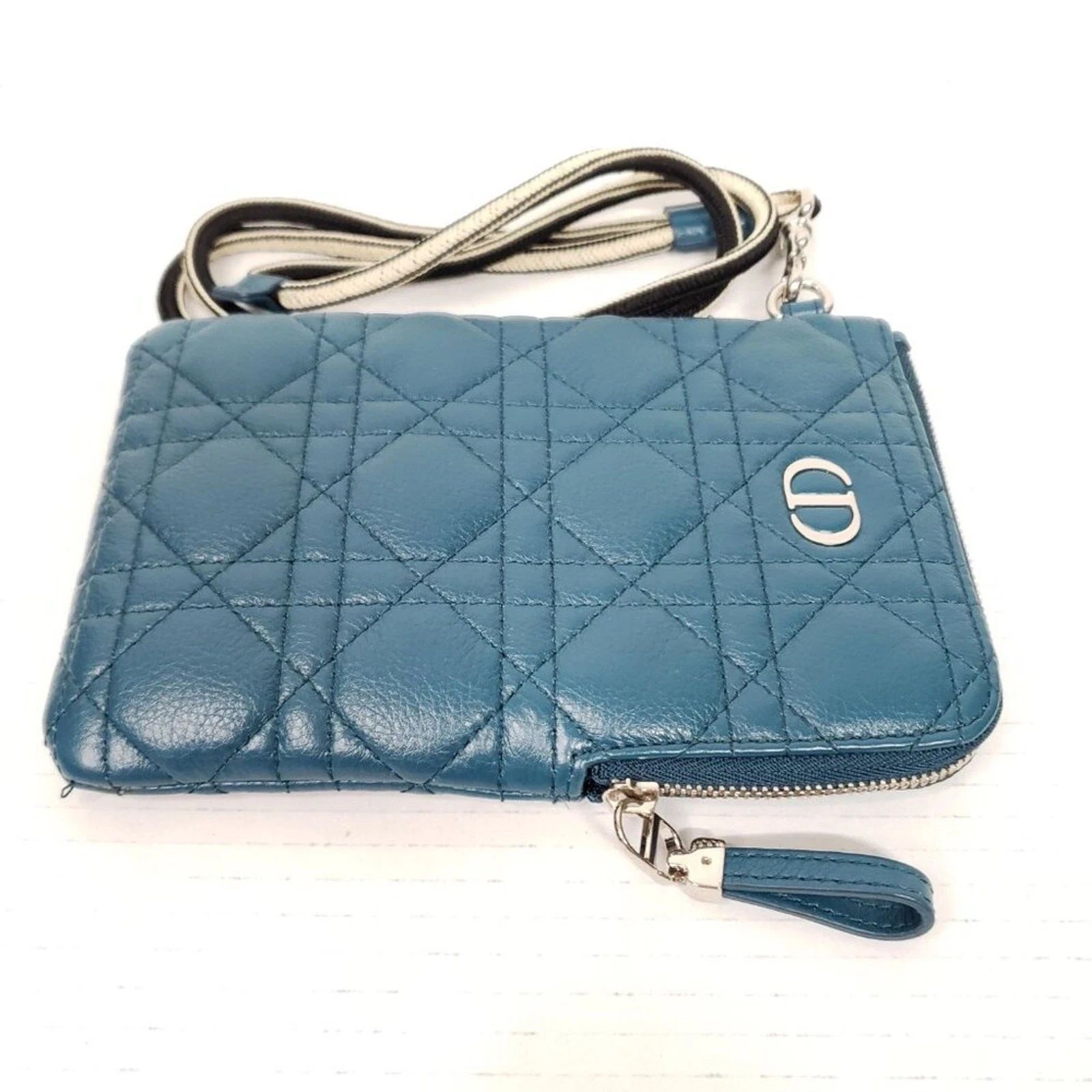 Dior Caro Phone Holder Cannage Leather CD ZipCrossbody Wallet On Strap — photo 5