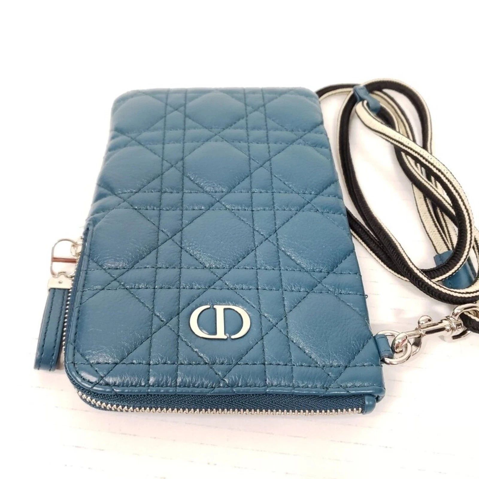 Dior Caro Phone Holder Cannage Leather CD ZipCrossbody Wallet On Strap — photo 4