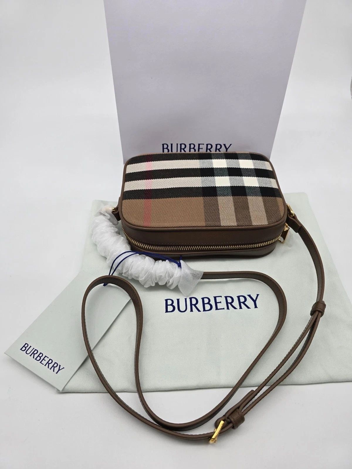 Burberry Vintage Check Brown Camera Bag NWT — photo 6