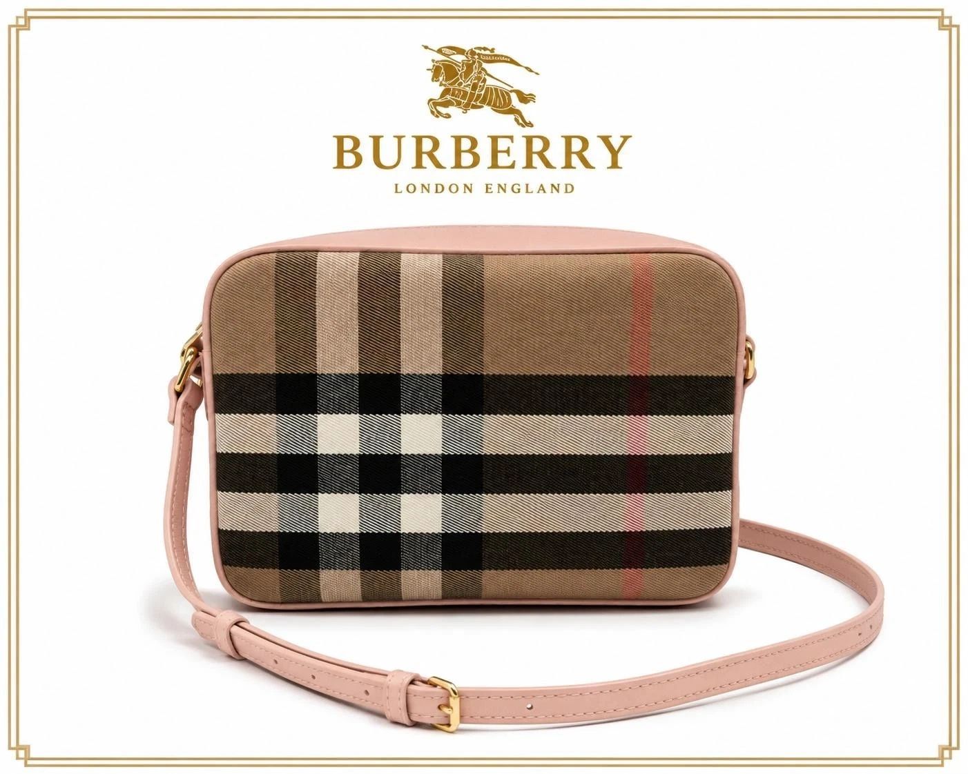 Burberry Vintage Check Pink Camera Bag NWT