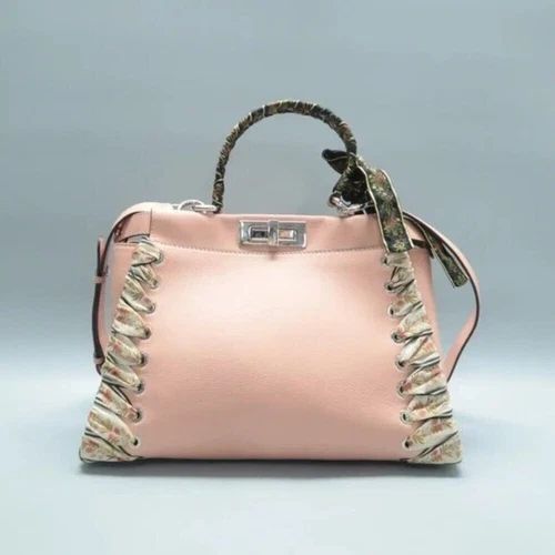 Fendi Peekaboo IseeU Pink Leather Satchel with Ribbon — photo 3