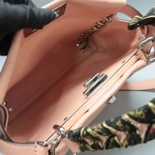 Fendi Peekaboo IseeU Pink Leather Satchel with Ribbon — photo 8