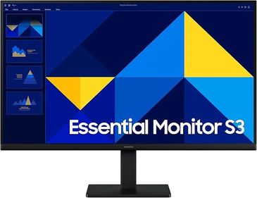 Samsung Essential Monitor S3 displaying colorful graphics.