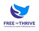 Free to Thrive company logo o f a purple hand releasing a blue bird