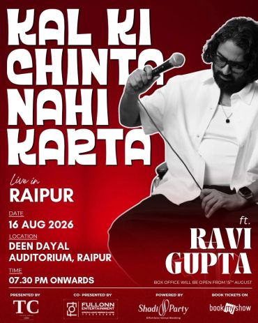 Concert poster for Ravi Gupta's live show in Raipur.