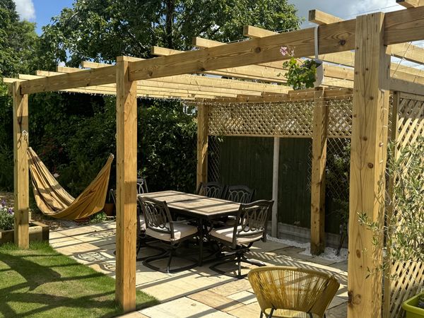 Pergola, Trellis, Hammock and Sleeper flower bed in Hillmorton