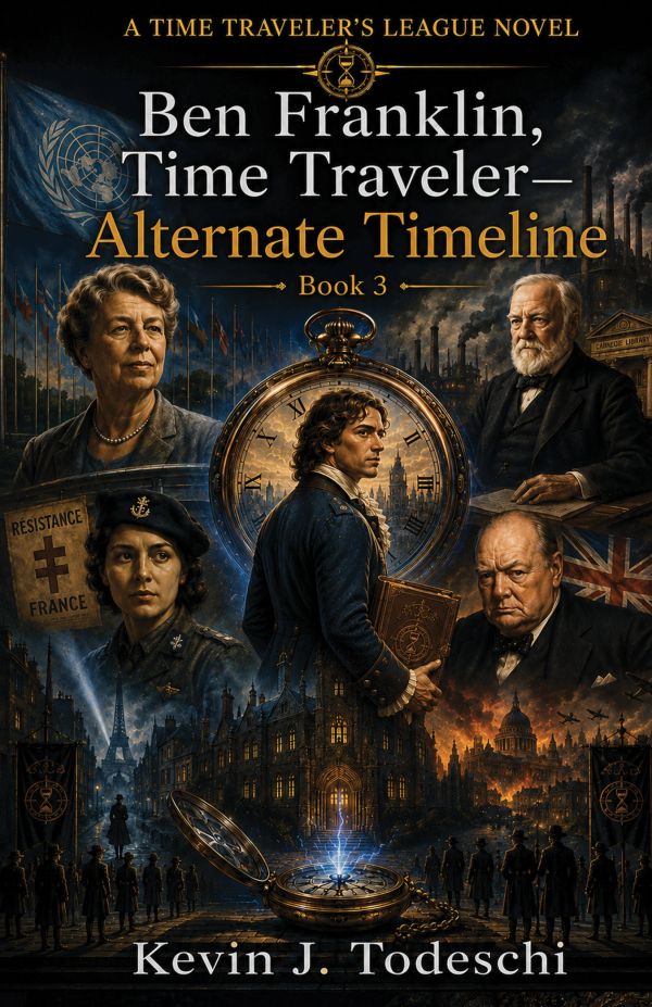 Book cover of Ben Franklin, Time Traveler—Alternate Timeline by Kevin J. Todeschi.