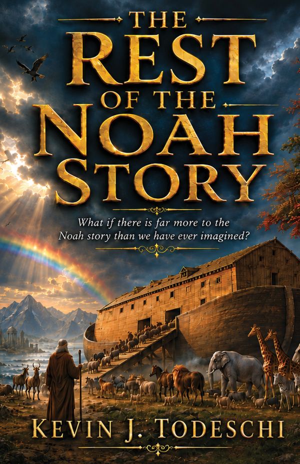 Book cover showing Noah's Ark with animals and a rainbow, titled 'The Rest of the Noah Story'.