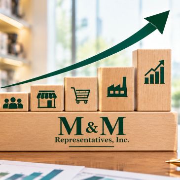 Blocks illustrating business growth for M&amp;M Representatives, Inc.