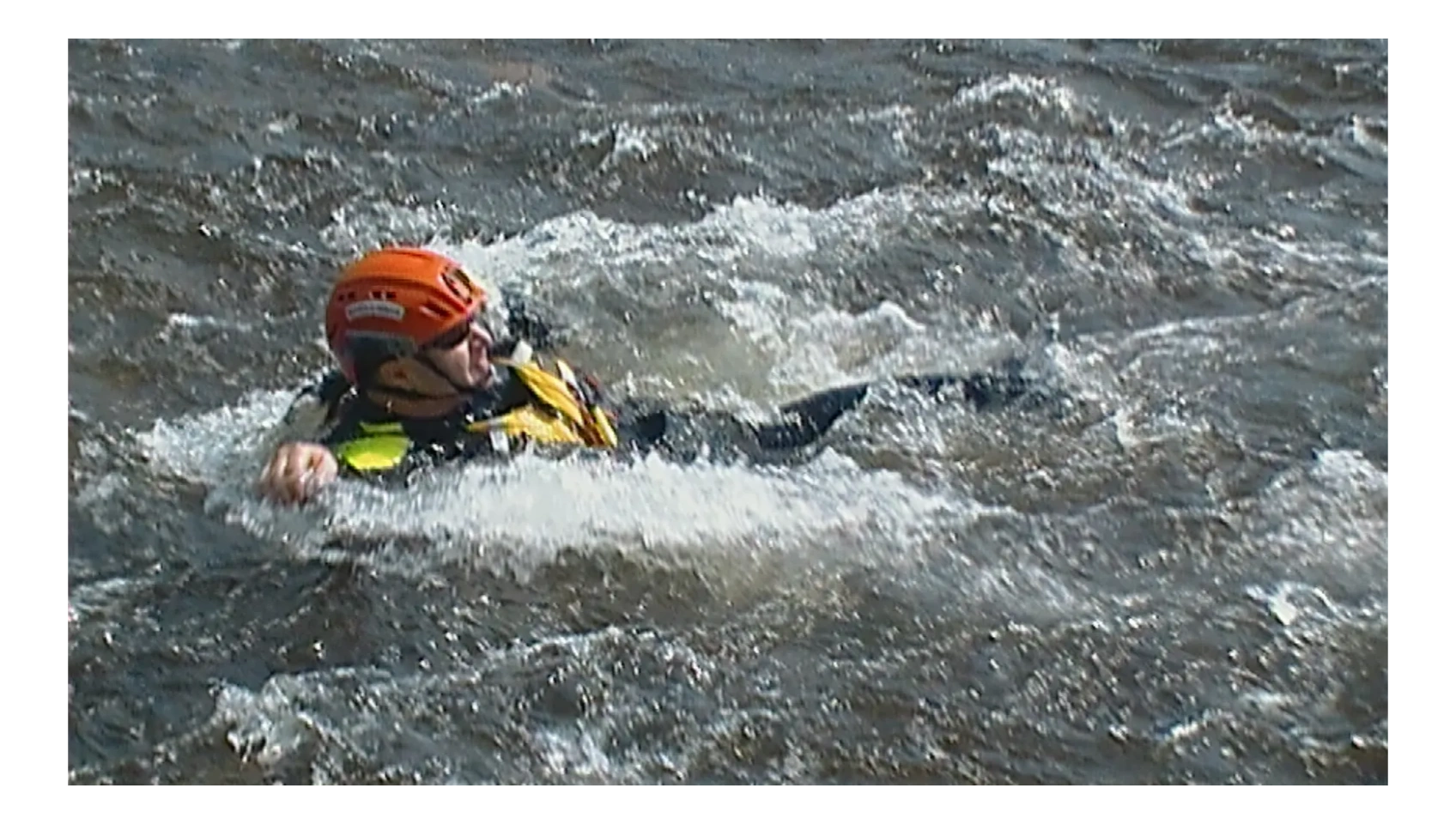 Jim Konrad swimming across the current.