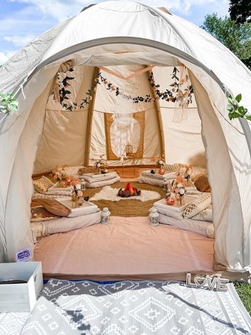 Outdoor sleepover party teepee bell tent boho 