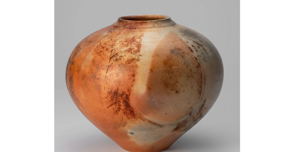 Vessel saggarfired ired with wild clay terrasigillatas and foraged combustible materials 
