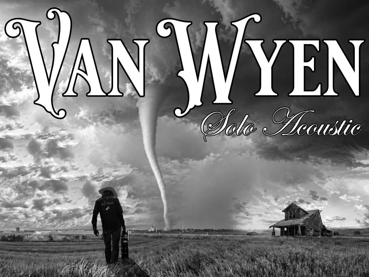Van Wyen Solo Acoustic album cover with tornado and old house.