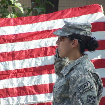 A military officer saluting