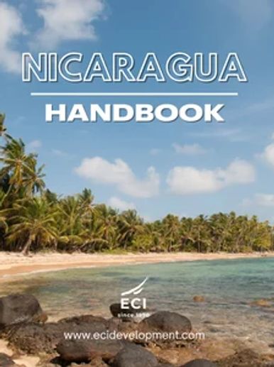 Cover of Nicaragua Handbook featuring a tropical beach scene with palm trees.